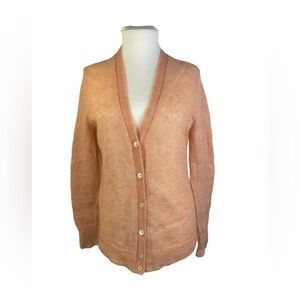 J. Crew Coral Pink Orange Mohair Cardigan Sweater S ⭐️